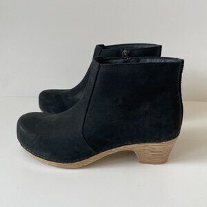 Dansko Maria Black Nubuck Ankle Boots Women's 37 US 7 Leather Ankle Zip